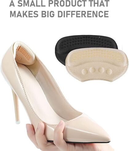 VivoFoot 4 Pairs Anti-Slip Heel Grips for Shoes Too Big, Gel Heel Liners & Pads for Loose Shoes, Self-Adhesive Back of Heel Cushion Inserts, Heel Blister Protectors for Women & Men (Beige+Black) in Saudi Arabia