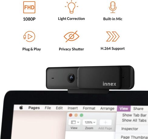 Innex C831 180° Panoramic 4K Wide Angle Webcam with Microphone, AI Facial Tracking for Windows, Mac, Easy Setup Conference Room Camera with Flexible View Angle for Meeting Room, Huddle Space in Saudi Arabia