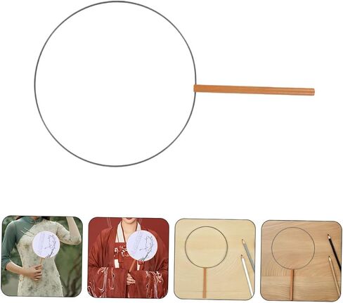 Veemoon 4Pcs DIY Hand Fan Frame Round Structure for Elegant Crafting Handle Design for Bridal Showers Hanfu Parties Versatile Decorative Use in Saudi Arabia