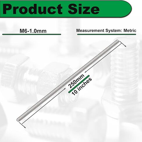 M8x250mm Fully Threaded Rod M8-1.25 2 Pcs Thread Rod 304 Stainless 10" Length Steel Right Hand Threads Metric Threaded Rod All Threaded Rod Studs Battery Post Extended in Saudi Arabia