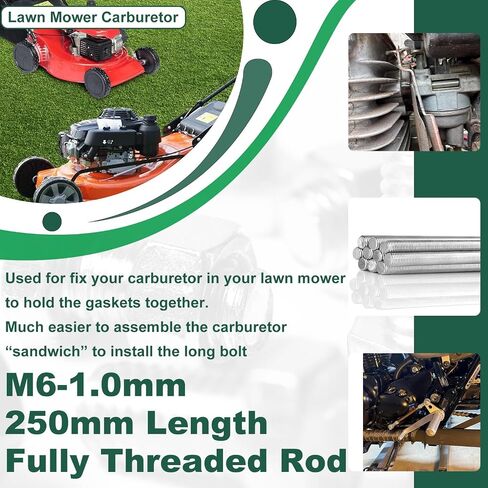M8x250mm Fully Threaded Rod M8-1.25 2 Pcs Thread Rod 304 Stainless 10" Length Steel Right Hand Threads Metric Threaded Rod All Threaded Rod Studs Battery Post Extended in Saudi Arabia