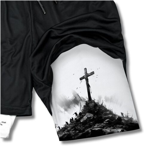 Christian Performance Shorts - Men's Gym & Sport Shorts with Pockets & Compression Liner, Bible Verse Activewear in Saudi Arabia