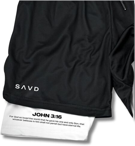 Christian Performance Shorts - Men's Gym & Sport Shorts with Pockets & Compression Liner, Bible Verse Activewear in Saudi Arabia