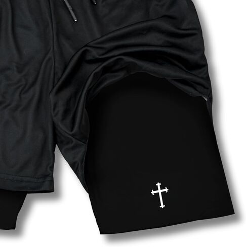 Christian Performance Shorts - Men's Gym & Sport Shorts with Pockets & Compression Liner, Bible Verse Activewear in Saudi Arabia