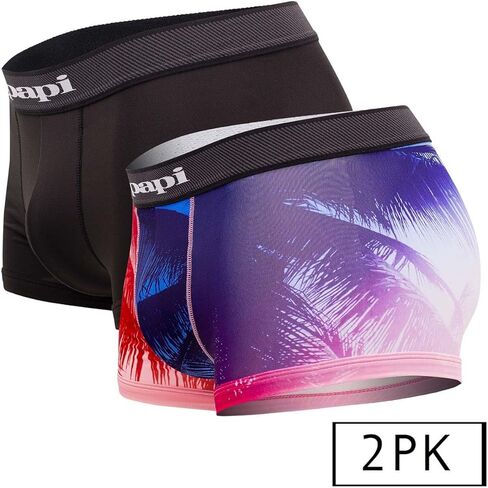 papi UMPA076 2PK Microflex Brazilian Trunks Color Tropical-Black Size XL in Saudi Arabia