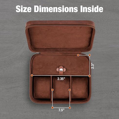 Awesometik 3 Slot Luxury Travel Faux Leather Watch Case. Watch Storage Organizer. Watch Display & Watch Holder. Perfect For Watch Collection. Ready to Gift for Men (3 Slot Watch Case) in Saudi Arabia