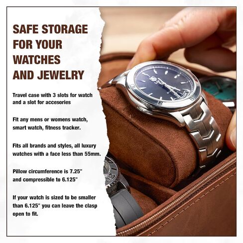 Awesometik 3 Slot Luxury Travel Faux Leather Watch Case. Watch Storage Organizer. Watch Display & Watch Holder. Perfect For Watch Collection. Ready to Gift for Men (3 Slot Watch Case) in Saudi Arabia