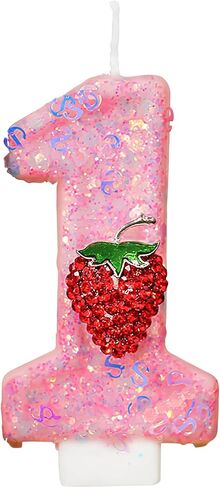 1st Strawberry Birthday Candle Pink Number 1 Candle with Red Strawberry Cute Berry First Birthday Decor for Cake Topper Party Supplies 1st Birthday Strawberry Theme Party, Anniversary in Saudi Arabia