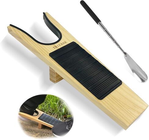 Boot Jack- Wide Opening Design for Effortless Boot Remover, No Bend Needed with Shoe Horn, Wooden Shoe Remover with Non-Slip Base, Perfect for Seniors & Adults in Saudi Arabia