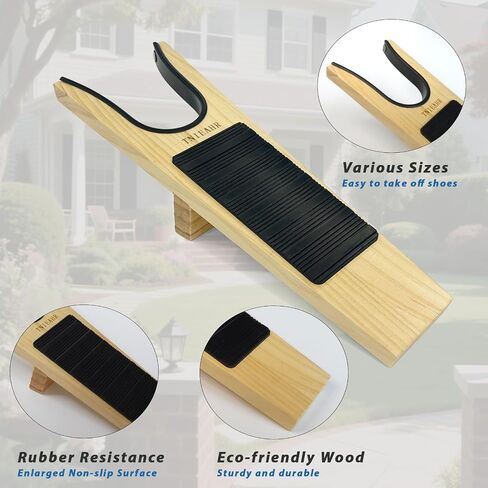 Boot Jack- Wide Opening Design for Effortless Boot Remover, No Bend Needed with Shoe Horn, Wooden Shoe Remover with Non-Slip Base, Perfect for Seniors & Adults in Saudi Arabia