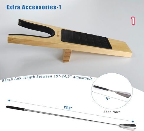 Boot Jack- Wide Opening Design for Effortless Boot Remover, No Bend Needed with Shoe Horn, Wooden Shoe Remover with Non-Slip Base, Perfect for Seniors & Adults in Saudi Arabia