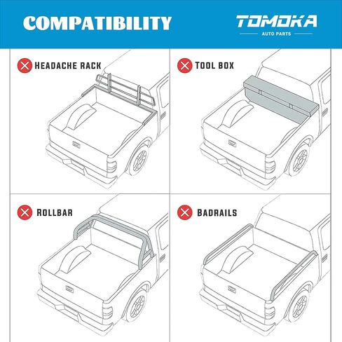 توموكا ناعمة Tri-Fold Bed Bed Tonneau Cover متوافقة مع 2004-2025 Ford F-150 و 2006-2014 Lincoln Mark LT Styleside/Fleetside 5.5 ft (67.1) in Kuwait