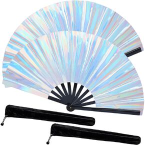 Fans for Line Dancing, 2 Pcs Boots On The Ground Hand Fan, Large Clacking Pop Fans Handheld That Make Sound, Women Men Foldable Clapping Fan for Line Dancing (Laser Pink2) in Kuwait