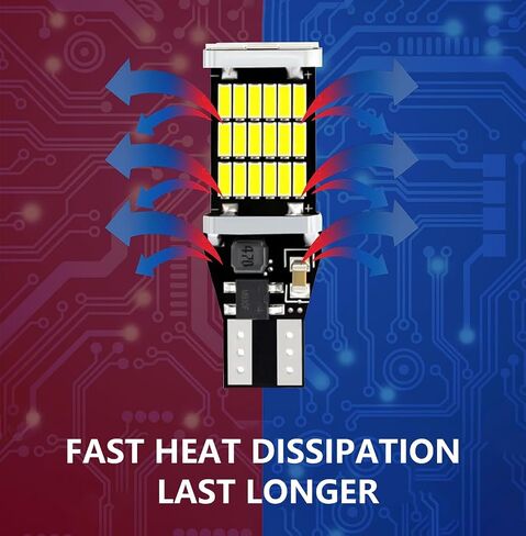 4 PCS 921 LED Bulb Reverse Light, Super Bright 45 4014 Chipsets, 6000K White Plug & Play Error-Free Reverse Lighting Replacement, Universal for Cars & Trucks (White) in Saudi Arabia