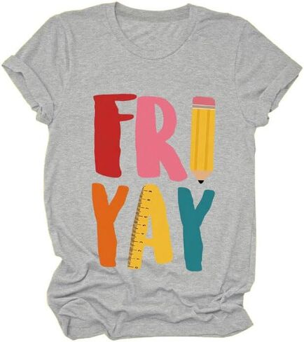 المعلم o القمصان العنق للنساء ، الجمعة yay المعلم tshirt ، لطيف لطيف o-رقص قصير الأكمام مرة أخرى إلى قمم المدرسة in Kuwait