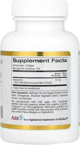 كاليفورنيا التغذية الذهب Astaxanthin ، كاروتينويد مضادات الأكسدة ، astalif النقي الأيسلندي النشط من الناحية البيولوجية 99 ٪ in Kuwait