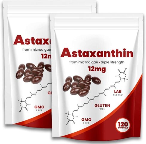 Astaxanthin 12mg ، مضادات الأكسدة الطبيعية ، يدعم الطحالب المناعية الطازجة لعين الجلد وصحة الدورة الدموية الداخلية ، 120 ناعمة (01 ، 01#) in Saudi Arabia