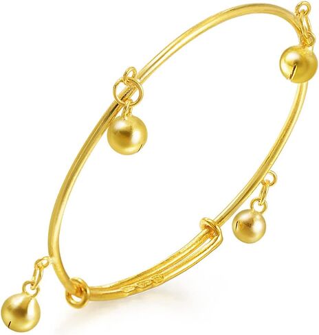 Sang Sang Sang 999.9 24K Gold Price-By-Moight 7.48g Gold Tiny Size Size Bangle مع أجراس 09220K in Saudi Arabia