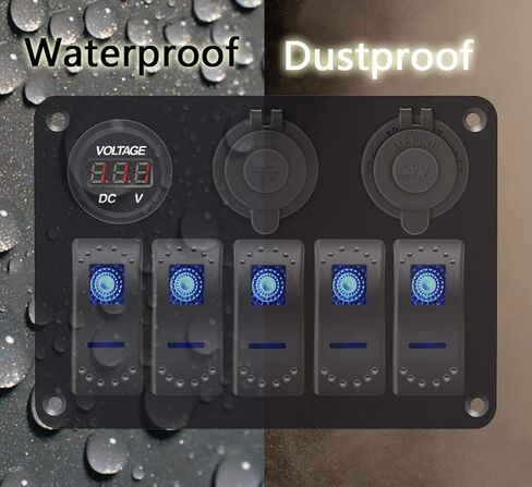 مقاوم للماء البرتقال قارب الروك لوحة التبديل 3.1A فولت المزدوج USB مقبس LED ضوء الفولتميتر ولاعة السجائر المقبس 5 بانج الروك لوحة التبديل لسيارة RV SUV قارب in Kuwait