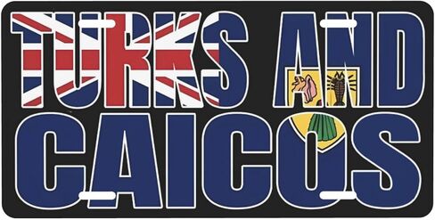 Turks Caicos Islands Flags Aluminum License Plate 6 x 12 Inch Metal Car Front License Plate Cover Car Decor Accessory Novelty Vanity Decoration Tag with 4 Holes Gift for Men Women in Saudi Arabia
