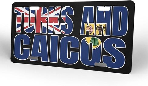 Turks Caicos Islands Flags Aluminum License Plate 6 x 12 Inch Metal Car Front License Plate Cover Car Decor Accessory Novelty Vanity Decoration Tag with 4 Holes Gift for Men Women in Saudi Arabia
