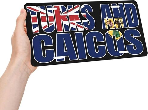 Turks Caicos Islands Flags Aluminum License Plate 6 x 12 Inch Metal Car Front License Plate Cover Car Decor Accessory Novelty Vanity Decoration Tag with 4 Holes Gift for Men Women in Saudi Arabia