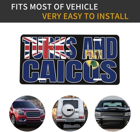 Turks Caicos Islands Flags Aluminum License Plate 6 x 12 Inch Metal Car Front License Plate Cover Car Decor Accessory Novelty Vanity Decoration Tag with 4 Holes Gift for Men Women in Saudi Arabia
