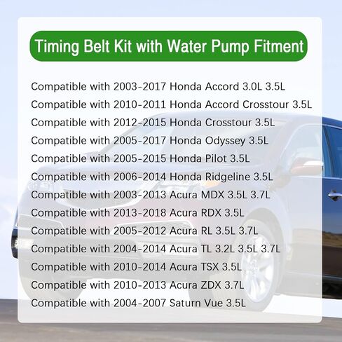 طقم حزام التوقيت مع مضخة المياه ، متوافقة مع 2003-2017 هوندا أكورد crosstour acura mdx tl rl zdx tsx rdx odyssey pilot ridgeline saturn vue استبدال #tkh002 ، tkh-002 ، tckwp329 in Saudi Arabia