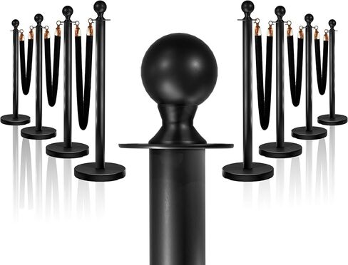 4 قطع من أعمدة الدعامات الذهبية السوداء مع 3 قطع حبل مخملي أحمر بطول 5 أقدام، مجموعة دعامات حبل مخملية حمراء حواجز التحكم في الحشود، دعامات وحبال مخملية، أعمدة السجادة الحمراء لمستلزمات الحفلات in Kuwait