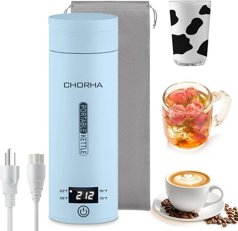Electric Kettle Portable Travel Kettle Tea Coffee Portable Kettle, 500ML with 4 Variable Presets, Small Electric Kettle 304 Stainless Steel with Auto Shut-Off & Boil Dry Protection (Black) in Saudi Arabia