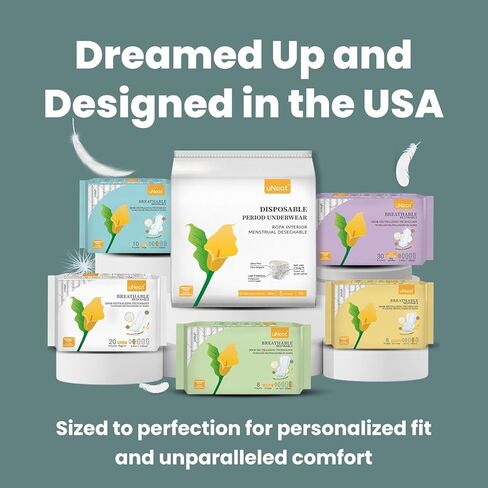 uNeat Disposable Period Underwear for Women, Unscented, Overnight, Ultra-Thin and Leakproof for Period, Postpartum, and Incontinence (Size S/M, 5 Count) in Saudi Arabia