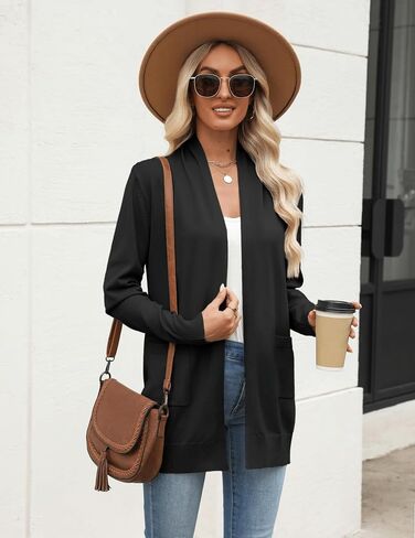 Zeagoo Women Long Cardigan Subtigan سترات خفيفة الوزن مفتوحة الأمامية متماسكة معاطف سترة سترة عصرية مع جيب in Kuwait
