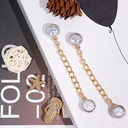 18Pcs Bling Shoe Charms, Gold Conch Starfish Fishtail Shell Slippers Butterfly Shoe Charms Rhinestone Shoe Chain Cute Clogs Shoes Decoration Fashion Party Favors Luxury Jewelry Accessories for Women in Saudi Arabia
