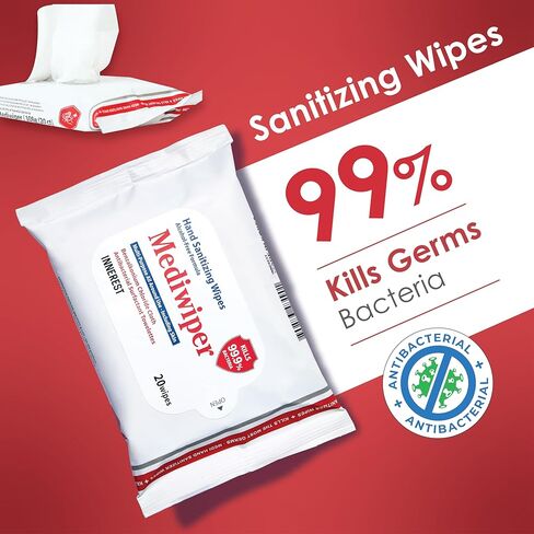 Innerest Mediwiper (1920 Wipes) Antibacterial Hand Wipes | Non Alcohol Wipes Bulk Hand Sanitizer - 80 Count, 24Packs in Saudi Arabia