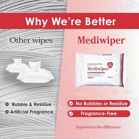 Innerest Mediwiper (1920 Wipes) Antibacterial Hand Wipes | Non Alcohol Wipes Bulk Hand Sanitizer - 80 Count, 24Packs in Saudi Arabia