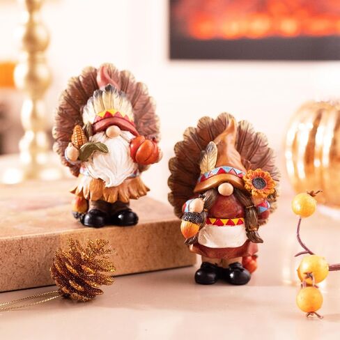 Valery Madelyn Gnomes Fall Decorations for Home, 2 Pcs Harvest Gnomes for Table Indoor Outdoor, Funny Garden Gnome Statue Thanksgiving Autumn Figurines Gifts for Room Yard Party Porch 6inch in Saudi Arabia