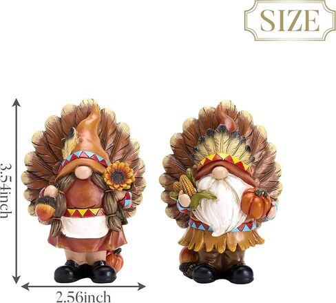 Valery Madelyn Gnomes Fall Decorations for Home, 2 Pcs Harvest Gnomes for Table Indoor Outdoor, Funny Garden Gnome Statue Thanksgiving Autumn Figurines Gifts for Room Yard Party Porch 6inch in Saudi Arabia