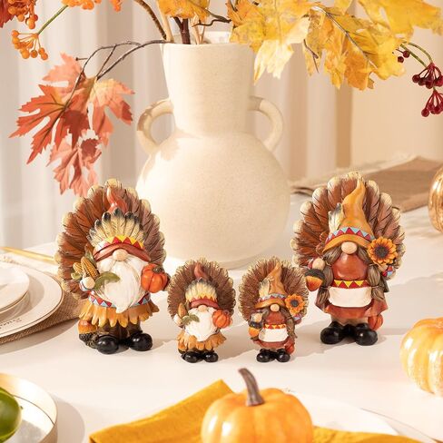 Valery Madelyn Gnomes Fall Decorations for Home, 2 Pcs Harvest Gnomes for Table Indoor Outdoor, Funny Garden Gnome Statue Thanksgiving Autumn Figurines Gifts for Room Yard Party Porch 6inch in Saudi Arabia