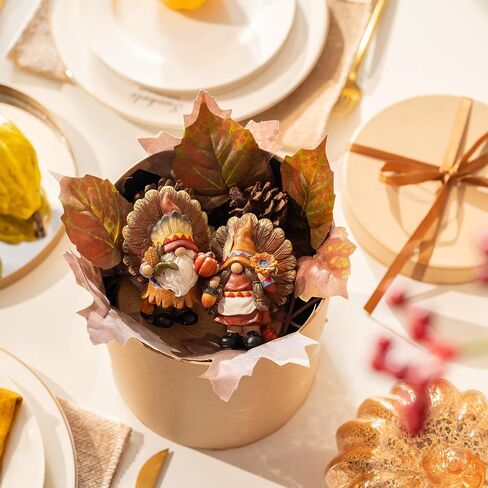 Valery Madelyn Gnomes Fall Decorations for Home, 2 Pcs Harvest Gnomes for Table Indoor Outdoor, Funny Garden Gnome Statue Thanksgiving Autumn Figurines Gifts for Room Yard Party Porch 6inch in Saudi Arabia