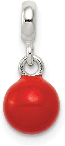 925 Sterling Silver Red Enameled Bead Enhancer Pendant (L- 16 mm, W- 7 mm) in Saudi Arabia