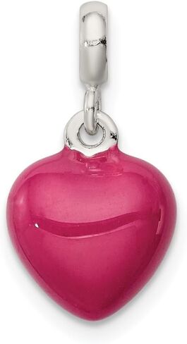925 Sterling Silver Pink Enamel Heart Enhancer Pendant (L- 17 mm, W- 9 mm) in Saudi Arabia