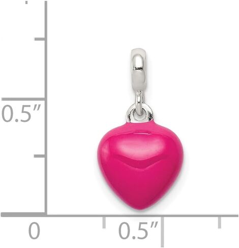 925 Sterling Silver Pink Enamel Heart Enhancer Pendant (L- 17 mm, W- 9 mm) in Saudi Arabia