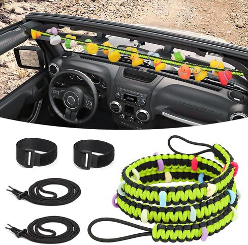 حامل البطة لجيب ، حامل حبل البط المرن من طراز Jeep Wrangler YJ TJ JK JL & Gladiator JT ، Paracord Ducks Hound Fixed ، Hold 36 Ducks ، Gift for Jeep Lover (Black) in Kuwait