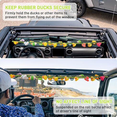 حامل البطة لجيب ، حامل حبل البط المرن من طراز Jeep Wrangler YJ TJ JK JL & Gladiator JT ، Paracord Ducks Hound Fixed ، Hold 36 Ducks ، Gift for Jeep Lover (Black) in Kuwait