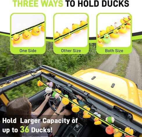 حامل البطة لجيب ، حامل حبل البط المرن من طراز Jeep Wrangler YJ TJ JK JL & Gladiator JT ، Paracord Ducks Hound Fixed ، Hold 36 Ducks ، Gift for Jeep Lover (Black) in Kuwait