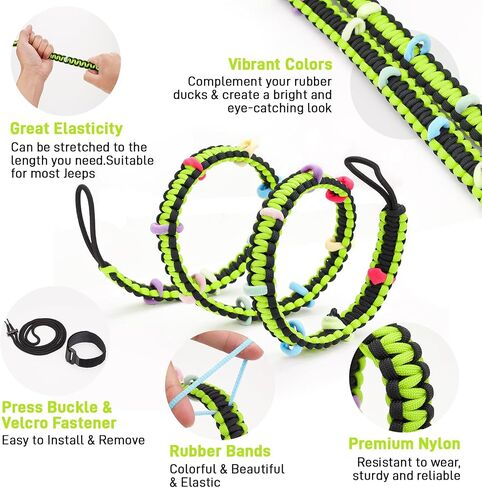 حامل البطة لجيب ، حامل حبل البط المرن من طراز Jeep Wrangler YJ TJ JK JL & Gladiator JT ، Paracord Ducks Hound Fixed ، Hold 36 Ducks ، Gift for Jeep Lover (Black) in Kuwait