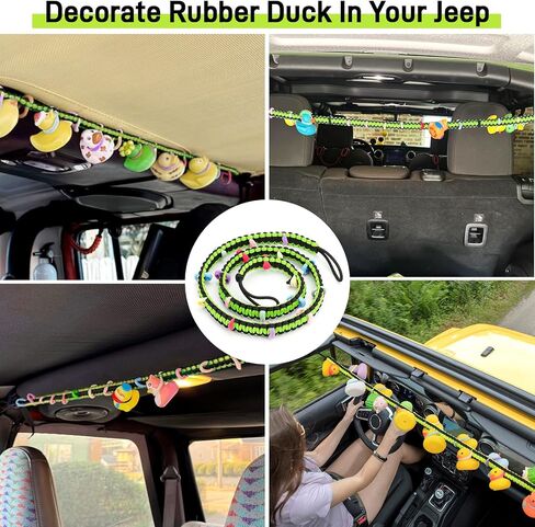 حامل البطة لجيب ، حامل حبل البط المرن من طراز Jeep Wrangler YJ TJ JK JL & Gladiator JT ، Paracord Ducks Hound Fixed ، Hold 36 Ducks ، Gift for Jeep Lover (Black) in Kuwait