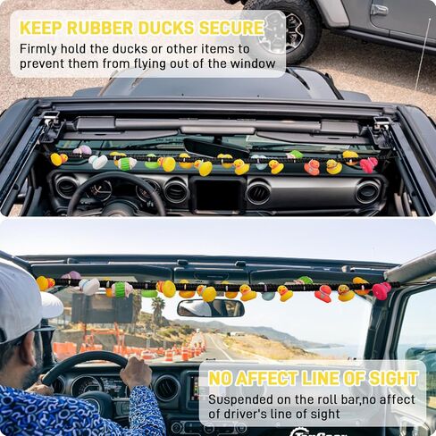 Duck Holder for Jeep, Elastic Rubber Duck Rope Holder for Jeep Wrangler YJ TJ JK JL & Gladiator JT, Paracord Ducks Display Fixed Mount, Hold 36 Ducks, Gift for Jeep Lover (Black) in Kuwait