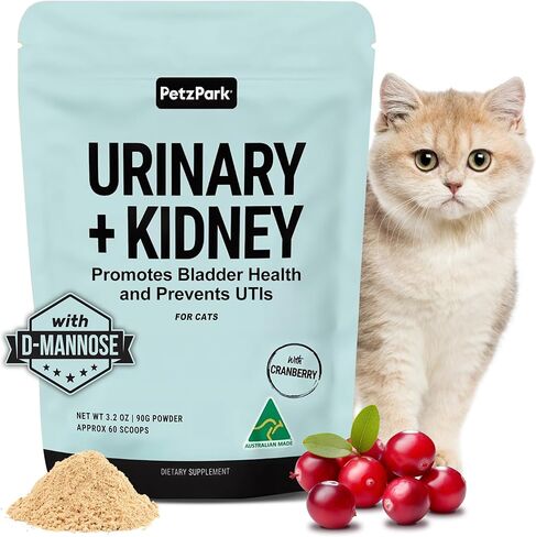 Urinary and Kidney Powder Supplement for Cats - Cranberry, Nettle Seed, D-Mannose for Cat UTI Treatment, Urinary Tract Health, and Kidney Care - Fast UTI Relief & Prevention - 60 Scoops in Saudi Arabia
