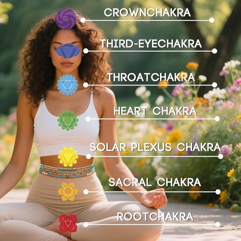 ELABEST Adjustable Handmade Waist Beads Stretchy 23-52 inch 8Pcs Chakra Yoga Body Belly Beaded Women Waist, Anklet, Bracelet, Necklace Jewelry with Screw clasp in Saudi Arabia